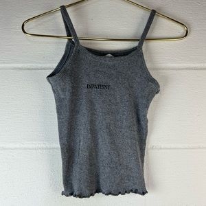 Private Touches Impatient Gray Ribbed Cropped Tank, XS